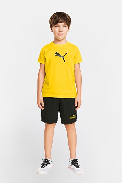 Puma Kids Boy 2 Pcs Sportswear Fit Short Sleeve Top And Bottom Outdoor Set, Multicolor
