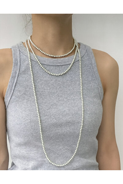 by Natalie Ince uzun yapay inci kolye 140 cm inci boyut 6 mm trend kolye akse...