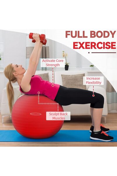 Fitvids Anti-Burst Slip-Resistant Exercise Yoga Birthing Ball with Pump, 2,000 lb Capacity