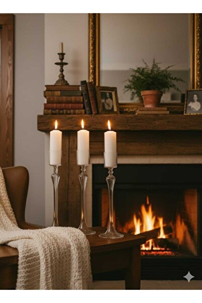 Moonlight Glass AYAKLI ŞAMDAN BOY 22 CM- 25 CM- 28 CM