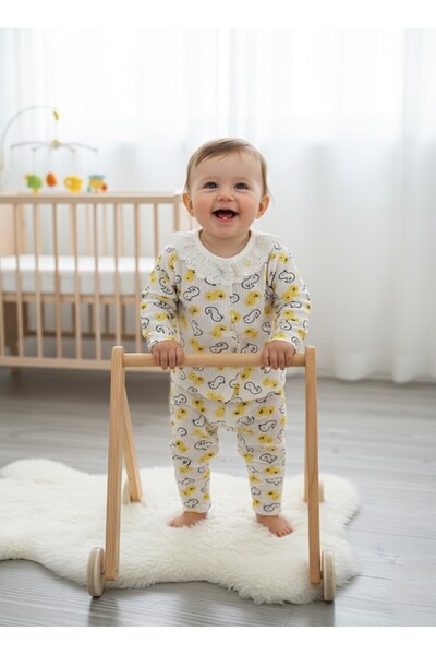 ruhaay Baby Long-Sleeved Lace Detailed Transitional Piece Top and Bottom Set