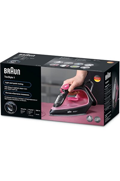 Braun Steam Iron, 2000W, 130g Steam Shot per Minute, Super Ceramic Soleplate, Self Clean SI1070PU