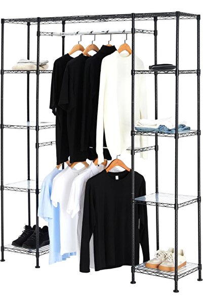 Generic Basics Expandable Metal Hanging Storage Organizer Rack Wardrobe with ...