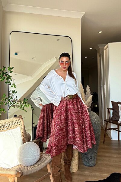 Sohotique By P Chiffon Glittery Wrinkled Pleated Skirt Tile