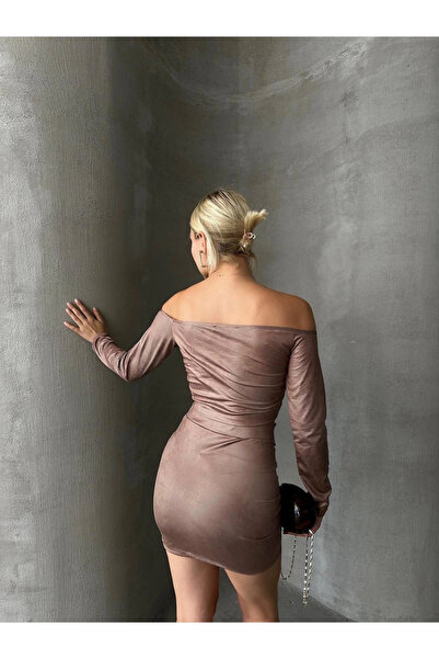 Zerenyus Drawstring Skirt Blouse 2-Piece Set Brown