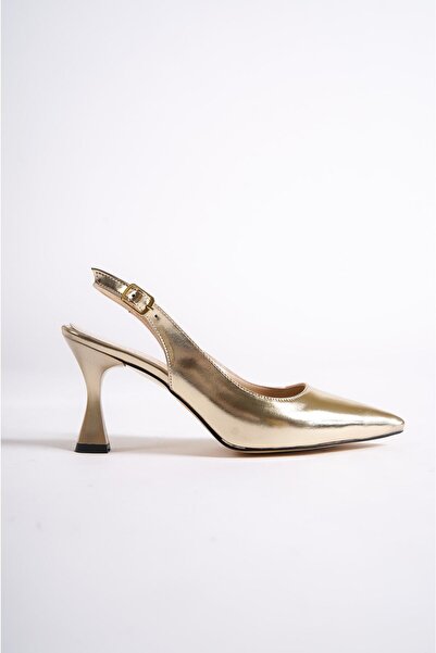 Redoxy Women's Pointed Toe Thin Heeled Metallic Colored Ankle Strap Shoes