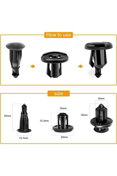 GOOACC 150 pcs Push-Type Bumper Fasteners Rivet Clips (150PCS Clip)