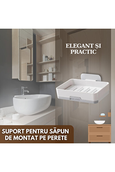 SELERIS Soap and sponge holder, ®, removable drain tray, installation without holes, bathroom, kitchen