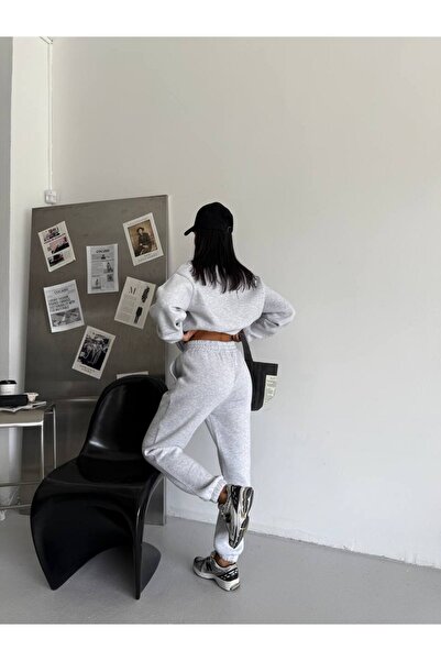 VESS MODA Women's Combed Cotton 3-Thread Inner Shirt Fleece-Lined Half-Pocket Double Tracksuit Set