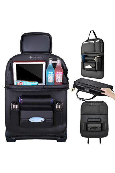 SELERIS Organizator scaun auto, SELERIS®, piele premium, tavita, universal, r...