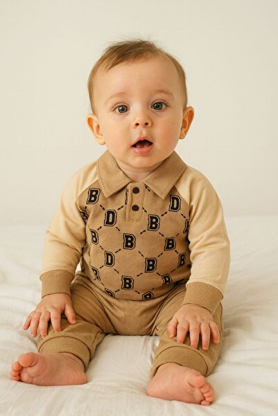 ZERVA QUEEN Patterned Baby Boy Suit with Buttoned Collar