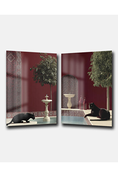 DEKA AKSESUAR LÜKS AVLUDA PANTER İKİLİ CAM TABLO