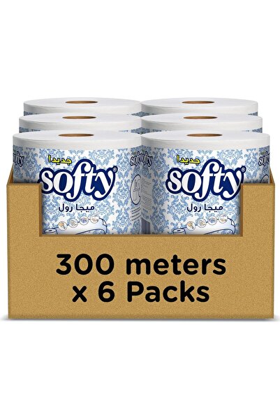 Softy مناديل ورقية للمطبخ، مناديل ورقية كبيرة، 6 لفات × 300 متر، امتصاص عالي ...