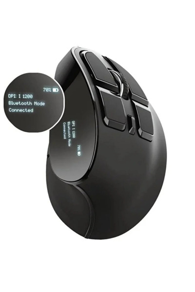 Renvox Şarj Edilebilir Bluetooth + 2.4G Kablosuz Dikey Ergonomik Mouse -Sessi...