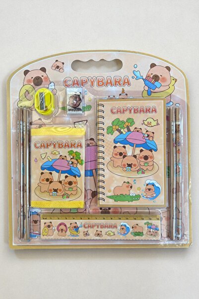 VERA HOUSE Capybara Kırtasiye Seti - Capy Bara Kalem Silgi Not Defterli Kırta...