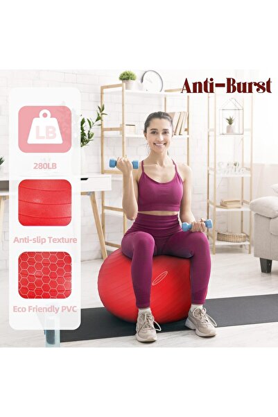 Fitvids Anti-Burst Slip-Resistant Exercise Yoga Birthing Ball with Pump, 2,000 lb Capacity