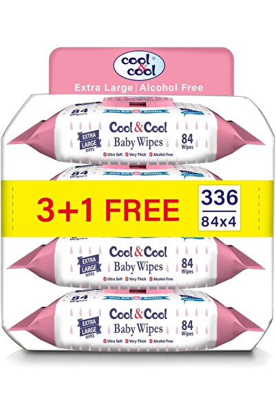 COOL & COOL مناديل أطفال كبيرة جدًا - 84 منديلًا - عبوة من 4 قطع