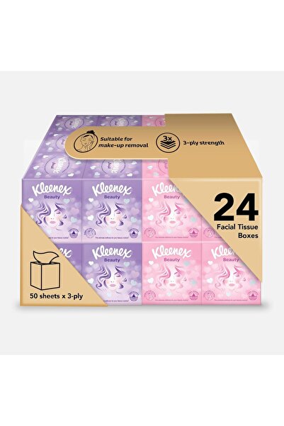 Kleenex Beauty Cube Facial Tissues, 3-ply, Unscented, 50 Sheets x 24