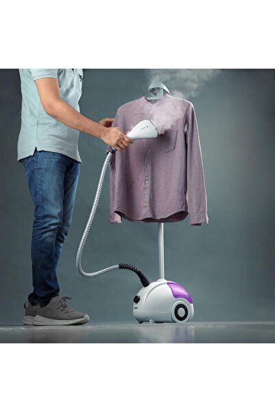 Geepas 1580W Garment Steamer Auto Off AdjUStable Poles, 3 Steam Levels Ggs25022, White & Black