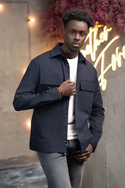 alenmeza Oversized Thin Canvas Fabric Unlined Shirt with Double Flap Pockets