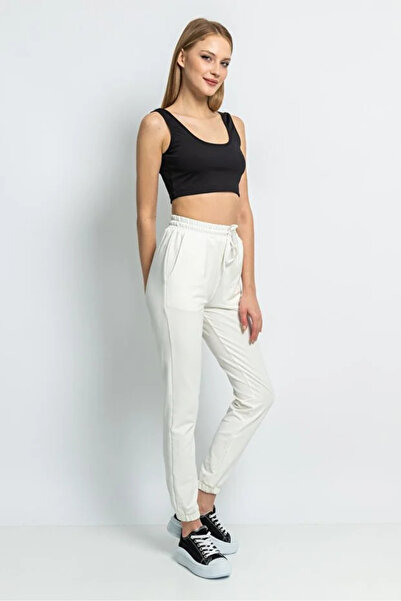 Lexsina Women's White Elastic Sweatpants