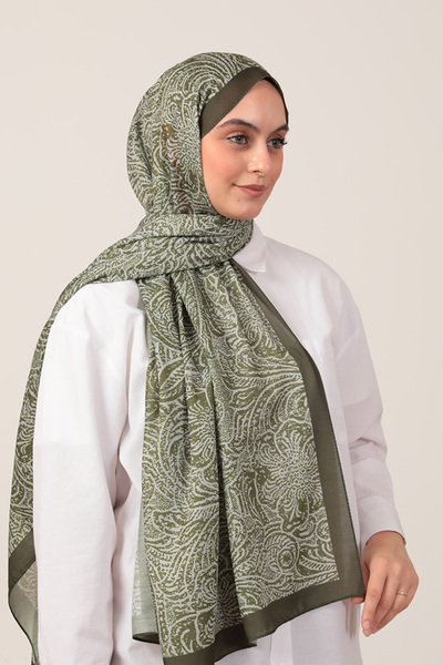 ipekistanbul Cotton Silk Shawl - Lalezar Pattern - Green