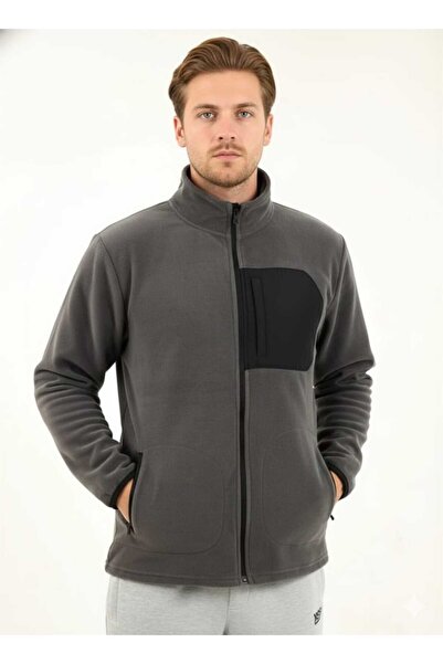 fh fashionhere جاكيت رجالي من الصوف المدخن بسحاب كامل و3 جيوب أمامية