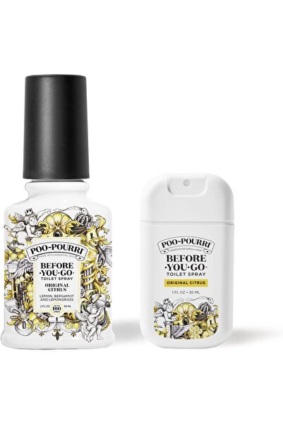 Poo-Pourri مجموعة بخاخ المرحاض قبل الاستخدام، برائحة الحمضيات الأصلية 2 أونصة...