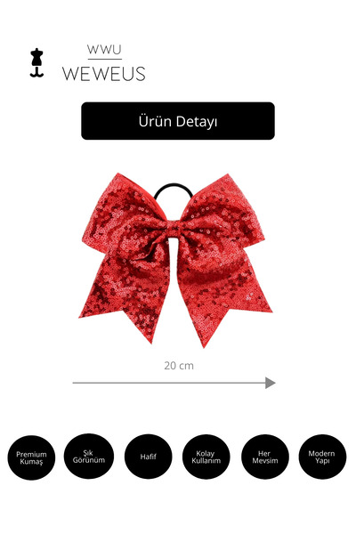Weweus Women's Red Sequin Glitter Bow Ribbon Elastic Buckle