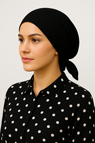 nistabolje وشاح حجاب أسود من القطن الممشط مع خياطة، شال، غطاء رأس، عمامة