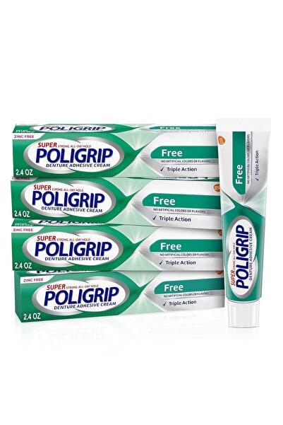 Supe Super Poligrip Zinc Free Denture and Partials Adhesive Cream, 2.4 ounce ...