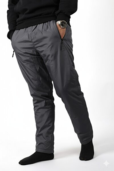 Azıcık Akıllı Men's Smoked Gray Windproof Water Resistant Plush Lined Biker S...