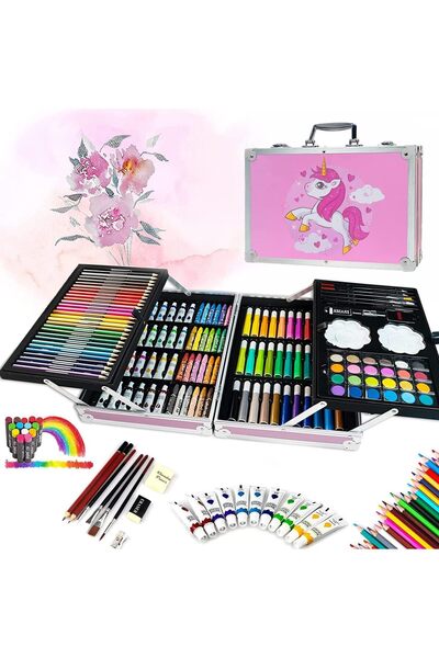 Twisoo مجموعة فنية فاخرة مع صندوق من الألومنيوم - مجموعة رسم وتلوين محمولة لل...