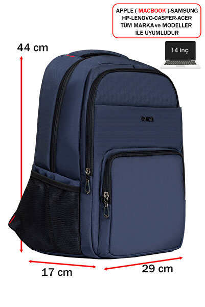 Dada 14"-15,6" inç Macbook Uyumlu Lacivert Laptop Sırt Çanta Su Geçirmez Kuma...