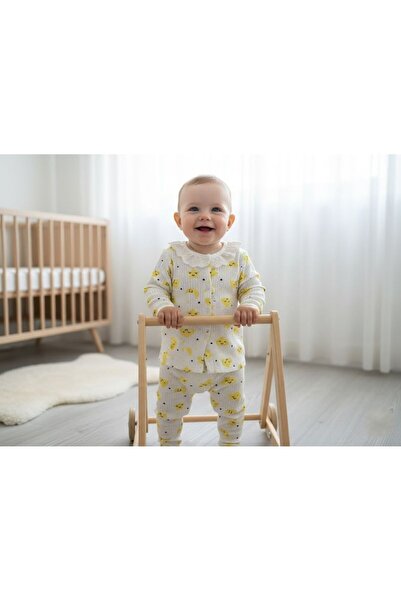 ruhaay Baby Long-Sleeved Lace Detailed Transitional Piece Top and Bottom Set