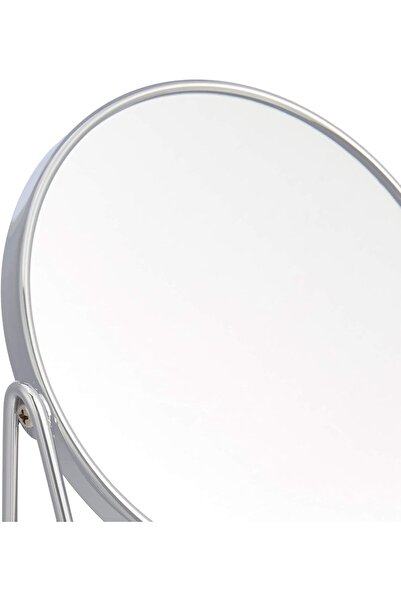 Amazon basics Round Tabletop Mirror with Bamboo Tray - 1x/5x, Silver, 18.3 x 8.5 cm