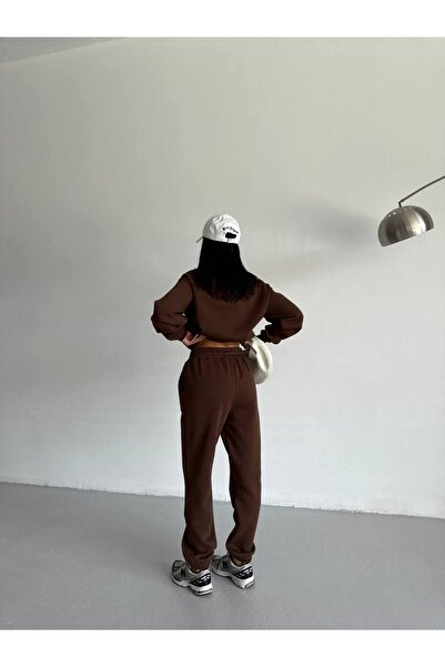 VESS MODA Women's Combed Cotton 3-Thread Inner Shirt Fleece-Lined Half-Pocket Double Tracksuit Set