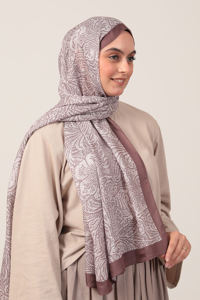 ipekistanbul Cotton Silk Shawl - Lalezar Pattern - Sweet Coffee