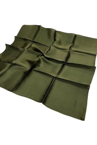 Armine Прямий шовковий шарф - 1138 Хакі Сура