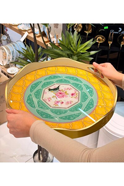 Onedekor Luxury Acrylic Round Tray Carnival Yellow 40*5