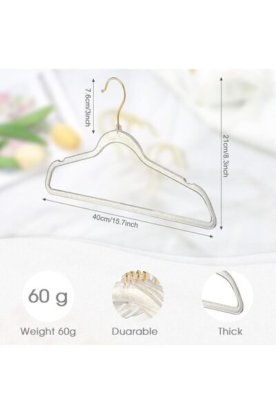 Generic Weysat 20 Pcs Clear Acrylic Glitter Hangers - Plastic Non-Slip Heavy Duty Suit Hangers (Gold)