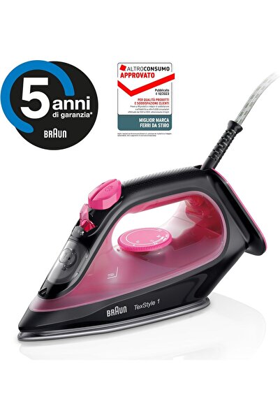 Braun Steam Iron, 2000W, 130g Steam Shot per Minute, Super Ceramic Soleplate, Self Clean SI1070PU