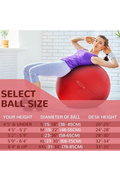 Fitvids Anti-Burst Slip-Resistant Exercise Yoga Birthing Ball with Pump, 2,000 lb Capacity