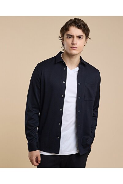 R&B Solid Shirt With Classic Collar And Long Sleeves