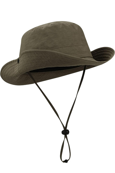Verahed Summer Foldable Wide Brim Khaki Safari Cowboy Hat Unisex Fedora Bucket Fisherman Hat