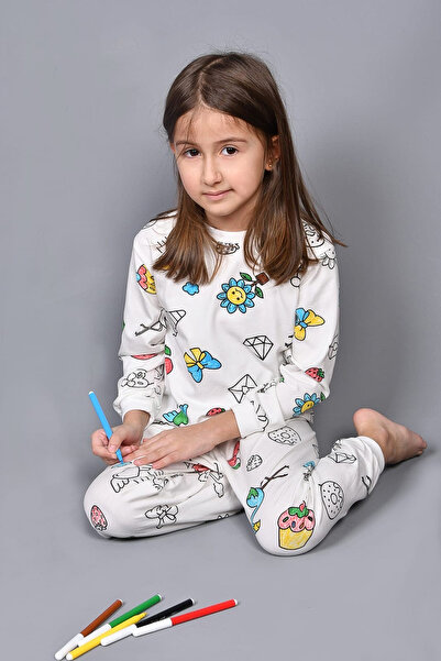 kinderos Set de pijamale pentru copii cu mâneci lungi, care poate fi vopsit -...