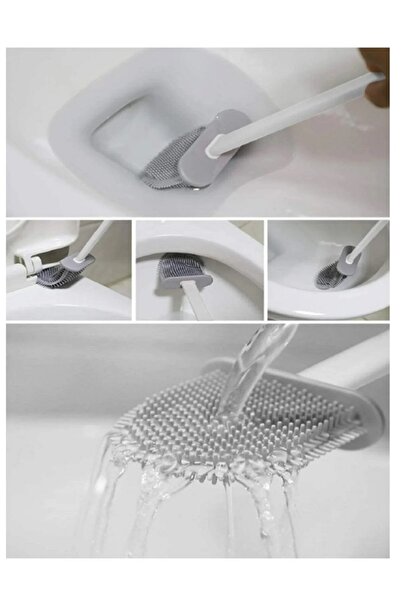 Tasarım Evi Perie de curățare pentru vasul de toaletă din silicon și suport pentru perie pentru vasul de toaletă