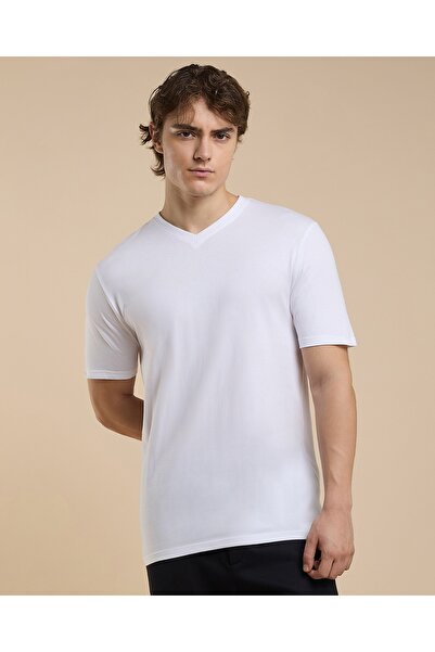 R&B Solid T-Shirt With V-Neck And Short Sleeves