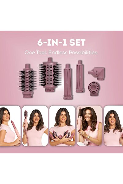 Generic Clara Multi Styler 6-in-1 1500W Ionic Hair Styler (Curlers, Blow Dryer, Round & Oval Brush)