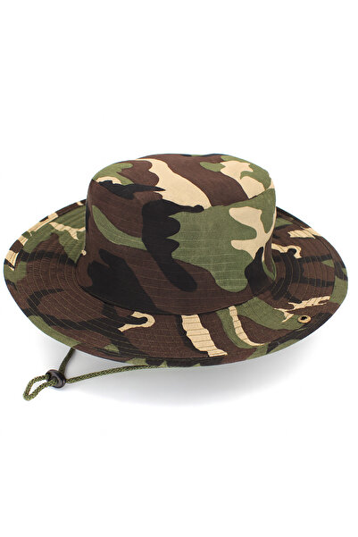 Verahed Summer Foldable Wide Brim Camouflage Safari Cowboy Hat Unisex Fedora Bucket Fisherman Hat